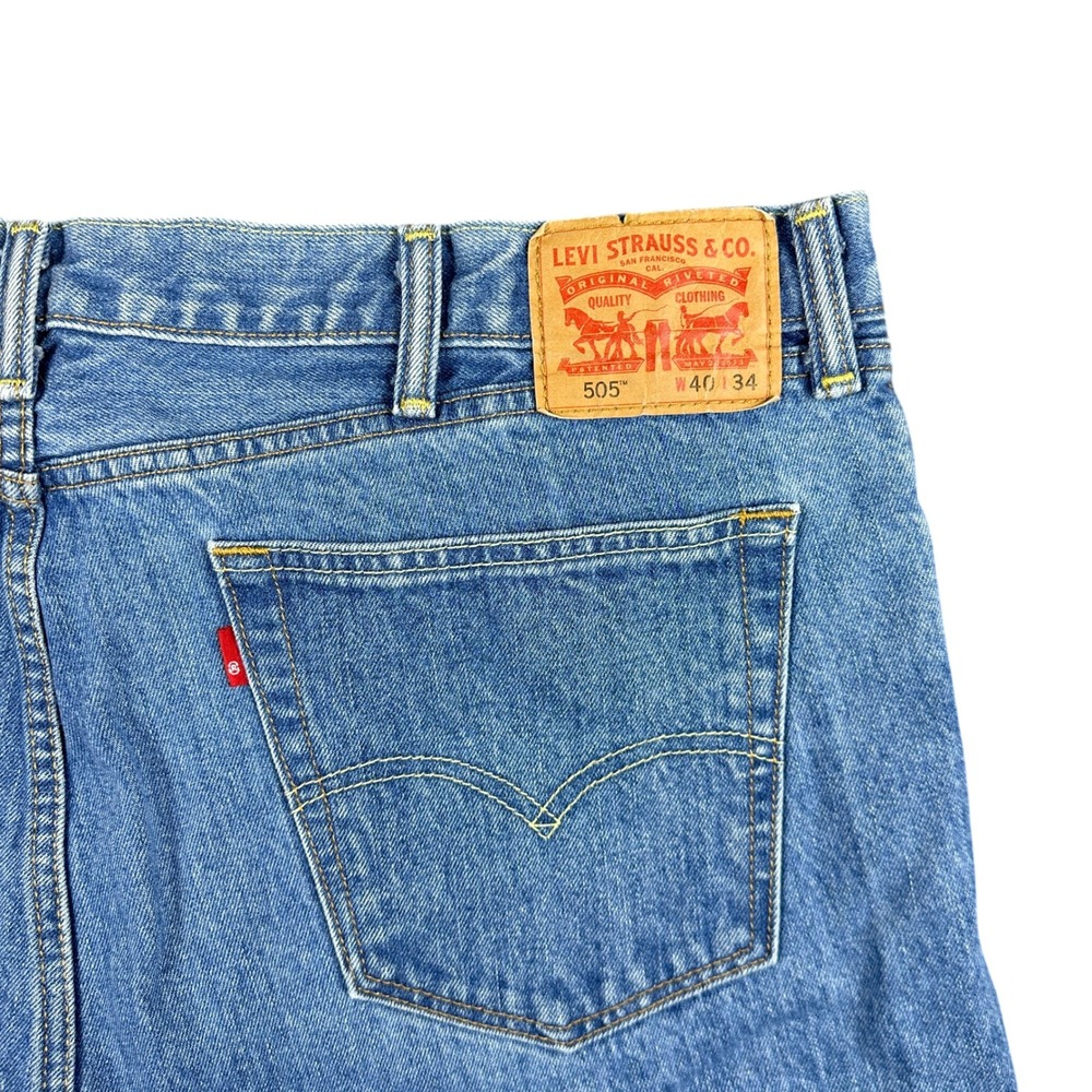 Levis 505 Regular Fit Jeans Mens 40x34 Medium Wash Denim Straight Leg Western